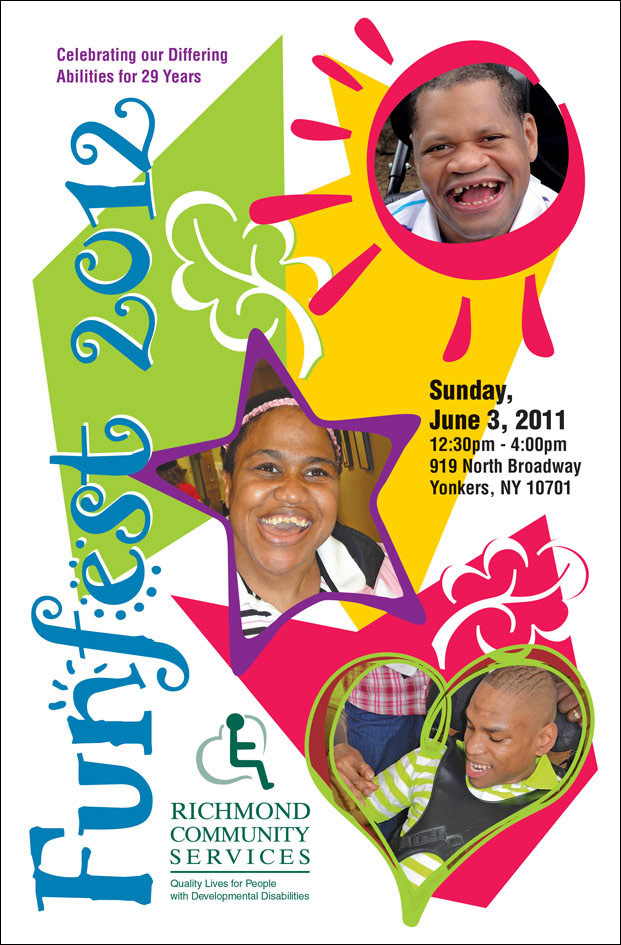 Non-Profit community event disabilities Richmond Community Services invitation Funfest event marketing graphic design 