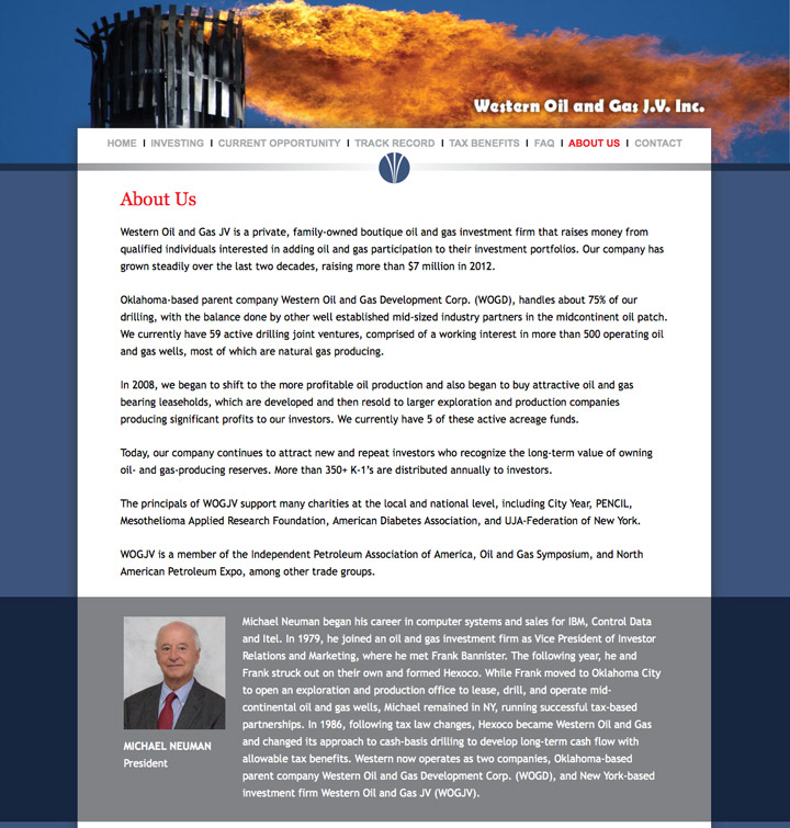 Website design Western Oil and Gas